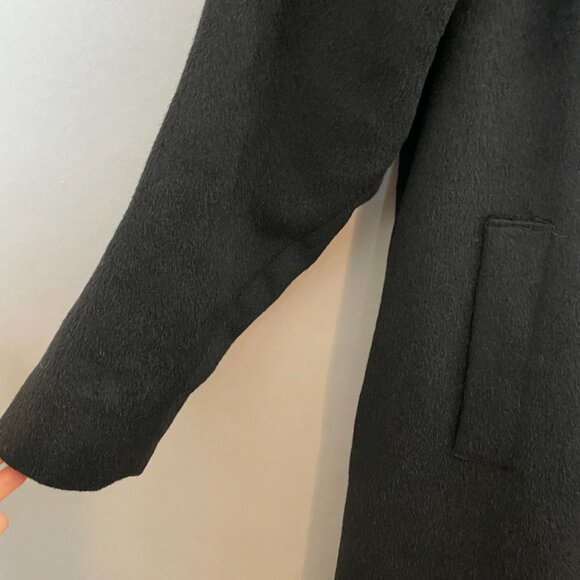 Vintage 50s 60s Wool Coat Fur Collar Black Women Union Made‎ Overcoat Retro - Picture 13 of 16